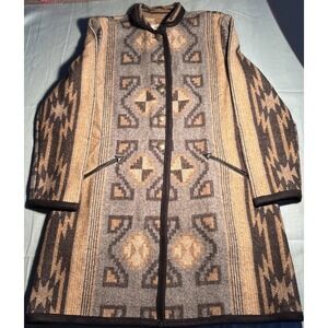Native Jackets Santa Fe Wool Southwest Geometric Buffalo Nickel Button Coat S